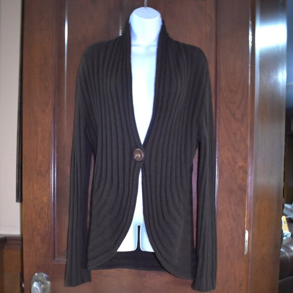 Jones New York Wool Blend Cardigan Sweater Coco Chocolate Brown Size XL - Picture 2 of 9
